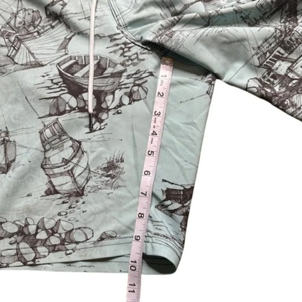 Psycho Tuna Mens Nautical Sketch Board‎ Shorts Seafoam Green 4-Way Stretch 32